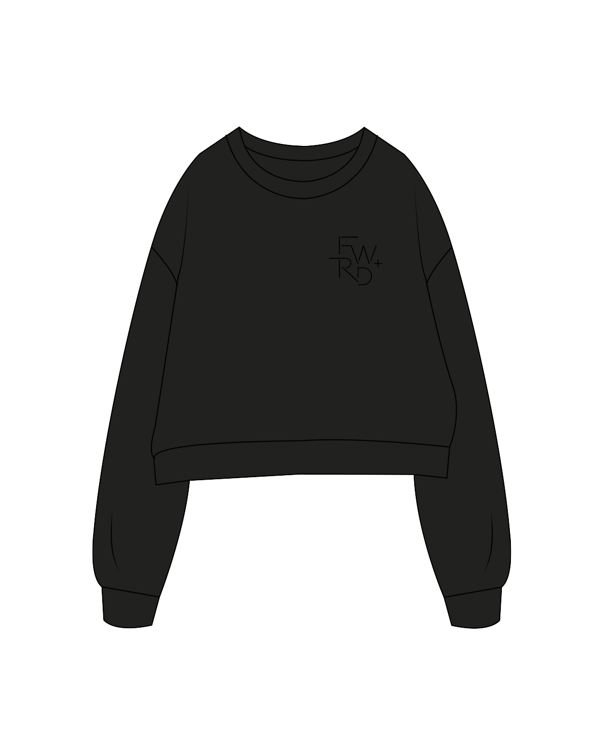 The Oversized Crop - Black - FWRD - Left Chest / Back - Black