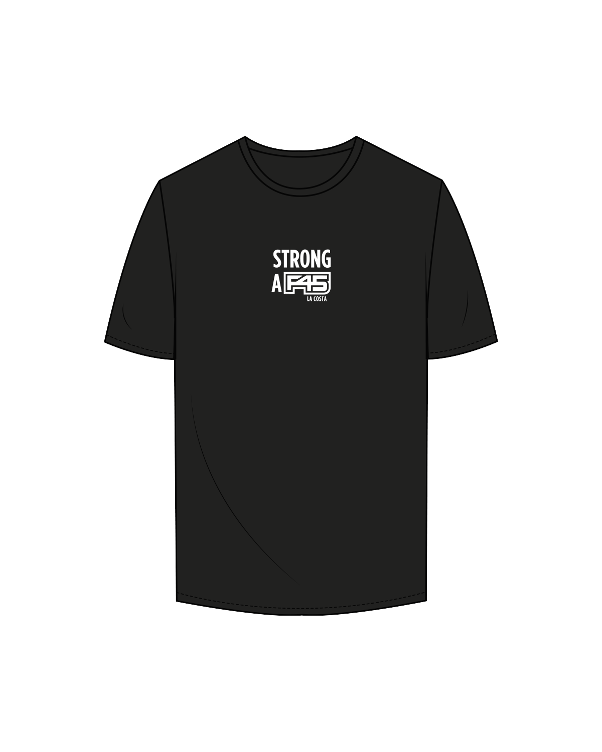 The Mens Tee - Black - F45 La Costa - Center Chest - White
