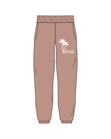 The Womens Sweatpants - Clay - Pilates Leucadia - Palm Tree Thigh - White
