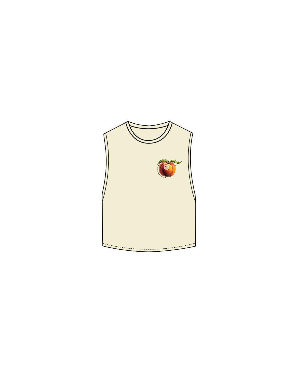 The Crop Muscle Tank - Butter - HiLo House - Left Chest / Back - Full Color Logos
