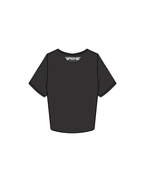 The Crop Tee - Charcoal - Prime Physiques - Left Chest / Back Neckline - White