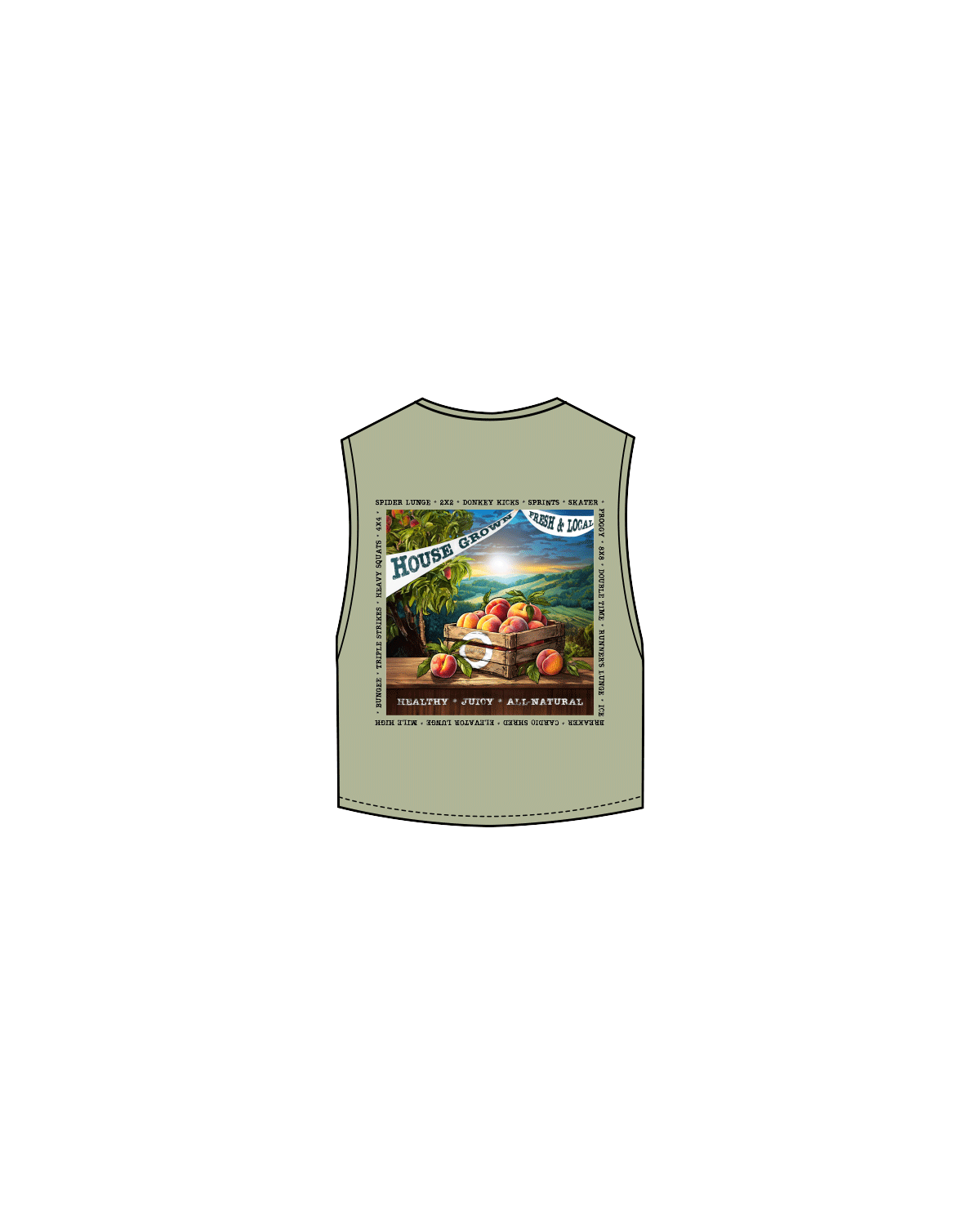 The Crop Muscle Tank - Pistachio - HiLo House - Left Chest / Back - Full Color Logos