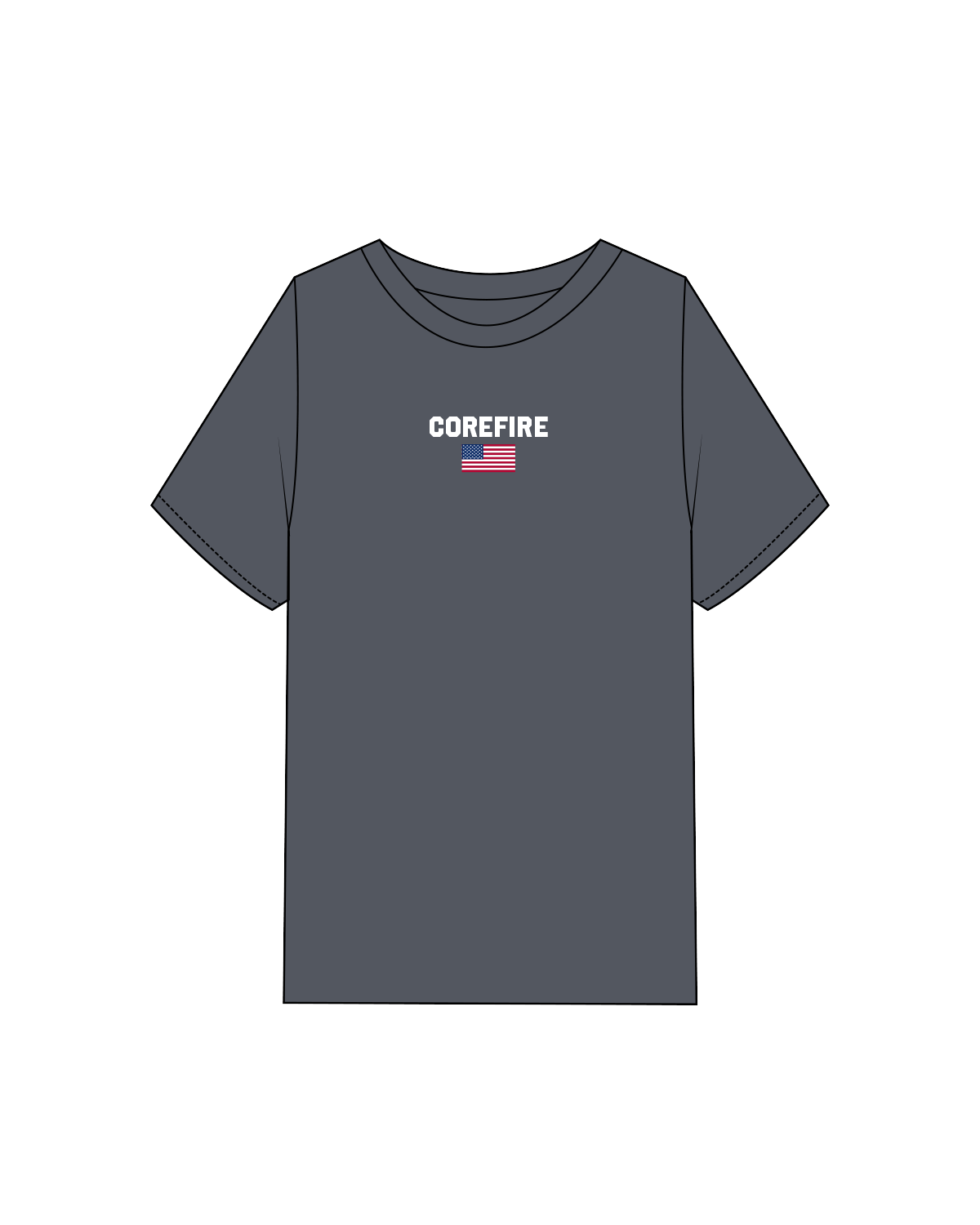 The Mens Heavyweight Tee - Washed Indigo - Corefire NJ - Center Chest - Full Color