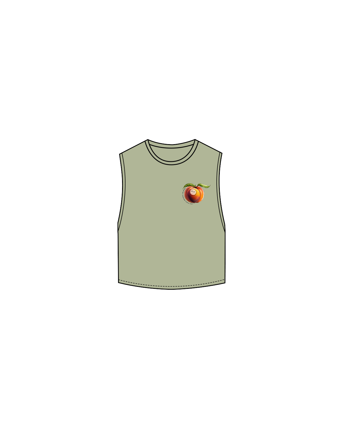 The Crop Muscle Tank - Pistachio - HiLo House - Left Chest / Back - Full Color Logos