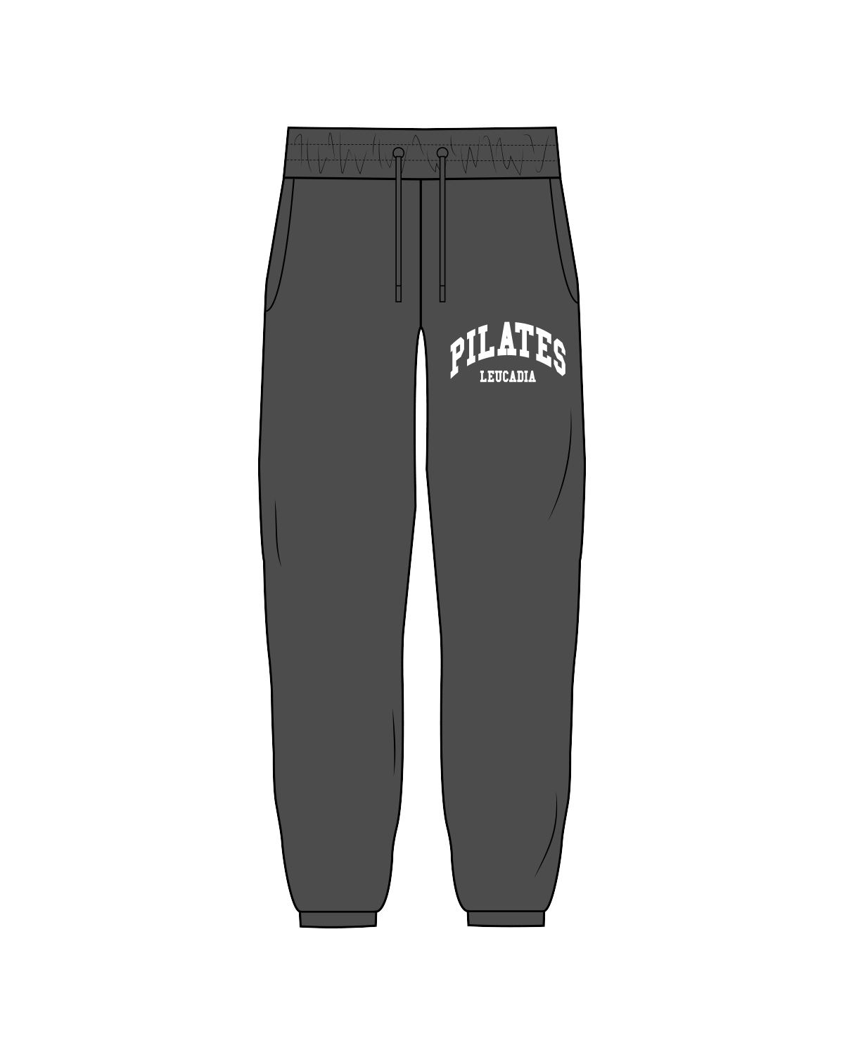 The Womens Classic Sweatpants - Washed Black - Pilates Leucadia - Collegiate Thigh - White