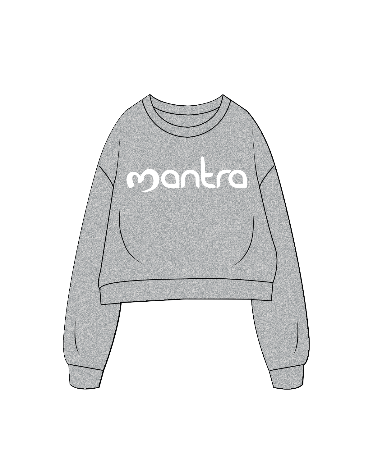 The Oversized Crop - Heather - Mantra Fitness - Center Logo - White