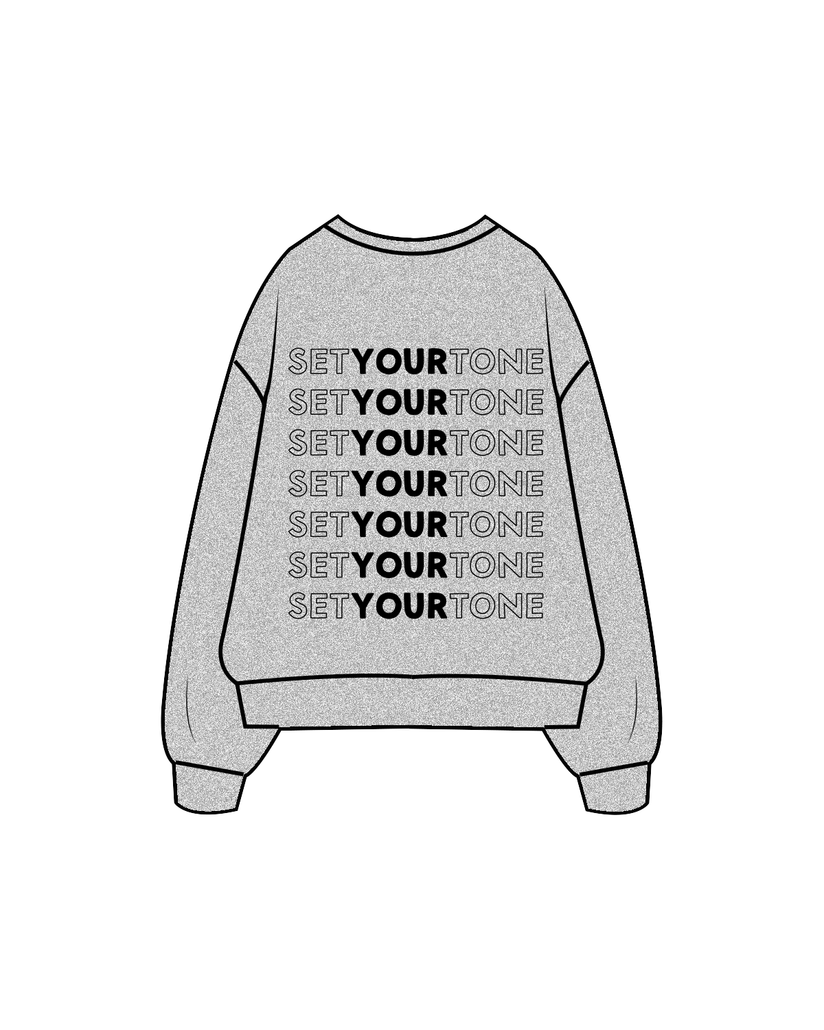 The Womens Crewneck - Heather - Tone Fitness - Collar / Back - Black