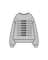 The Womens Crewneck - Heather - Tone Fitness - Collar / Back - Black