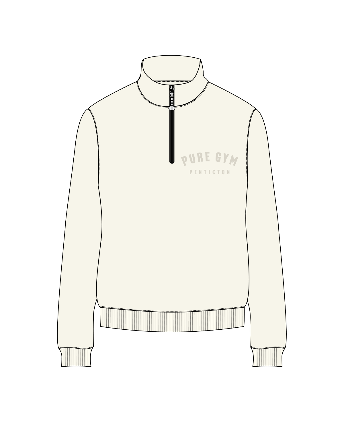 The Womens 1/4 Zip - Off White - Pure Gym - Left Chest - Off White