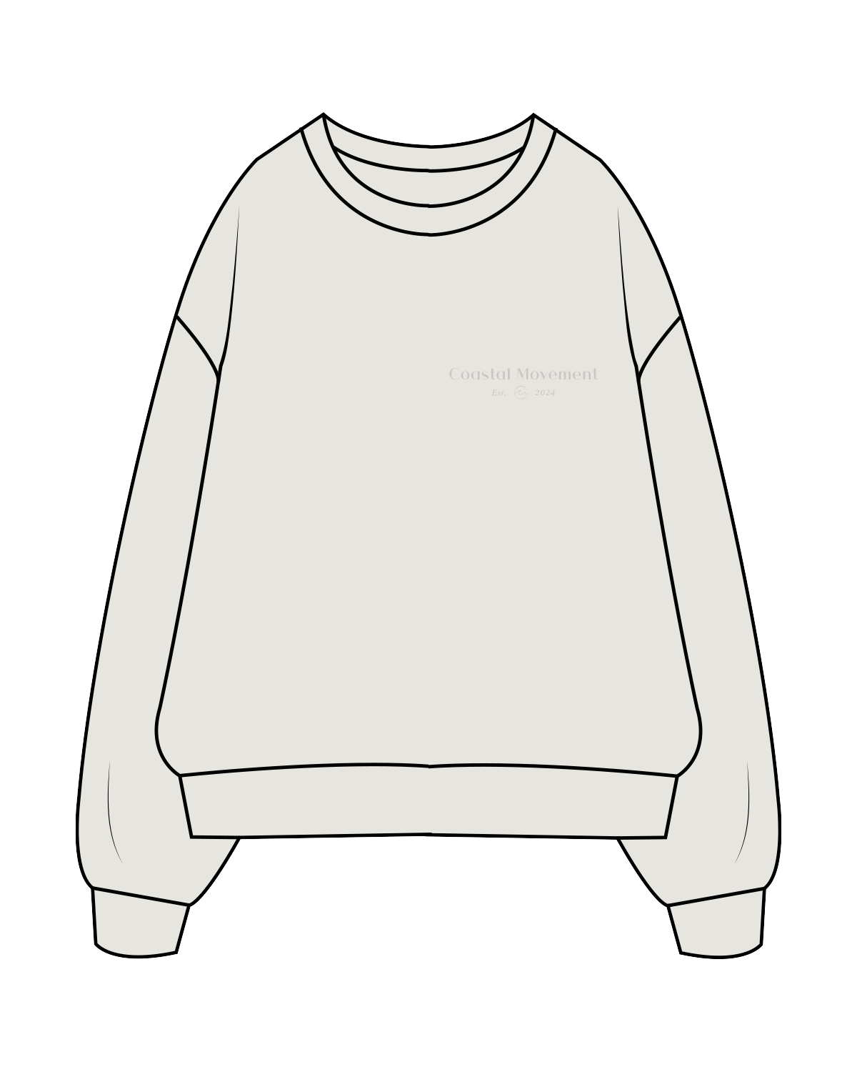 The Womens Crewneck - Washed Bone - Coastal Movement - Left Chest - Washed Bone