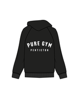 The Womens Zip Hoodie - Black - Pure Gym - Left Chest / Back - White