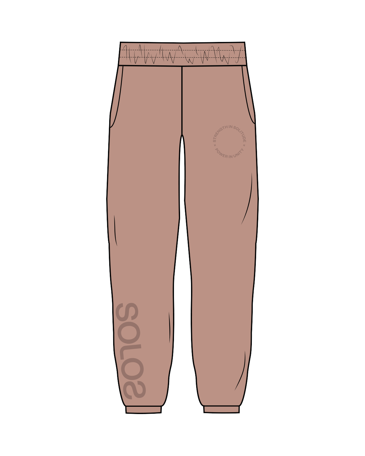 The Womens Sweatpants - Clay - Solos Pilates - Left Thigh / Right Leg - Clay