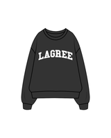 The Womens Crewneck - Washed Black - Studio Novo - Lagree Collegiate / Back - White
