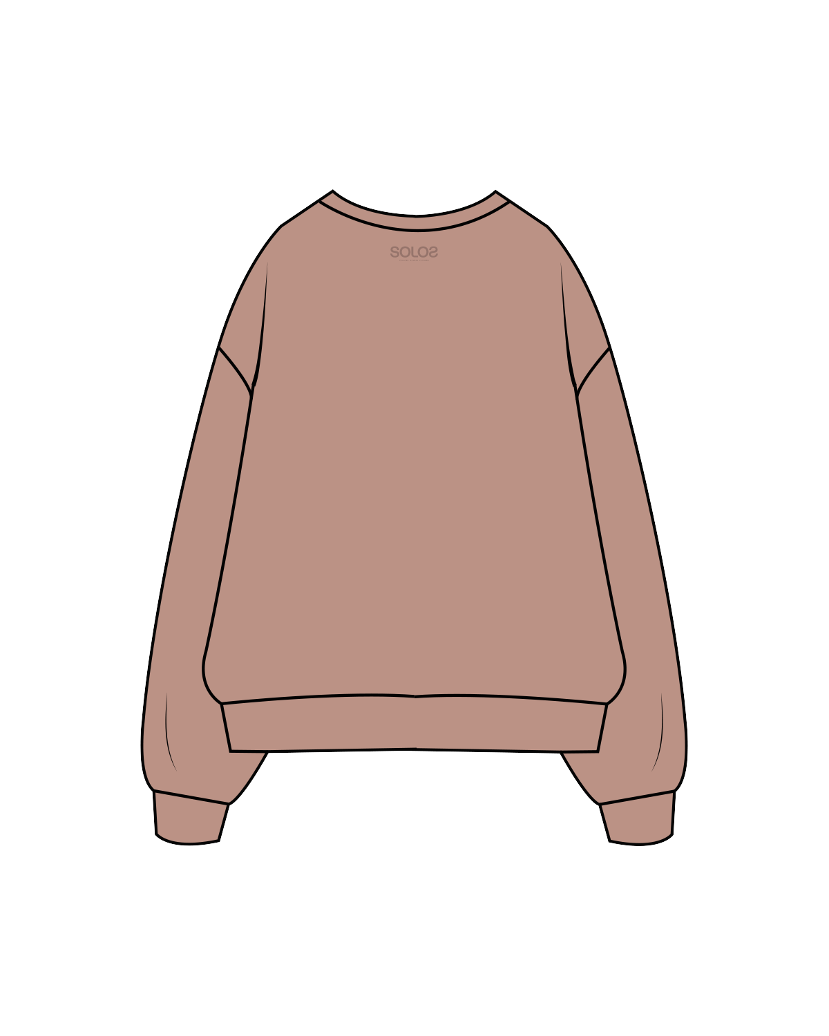 The Womens Crewneck - Clay - Solos Pilates - Left Chest / Right Sleeve / Back - Clay