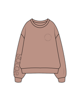 The Womens Crewneck - Clay - Solos Pilates - Left Chest / Right Sleeve / Back - Clay