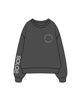 The Womens Crewneck - Washed Black - Solos Pilates - Left Chest / Right Sleeve - Bone