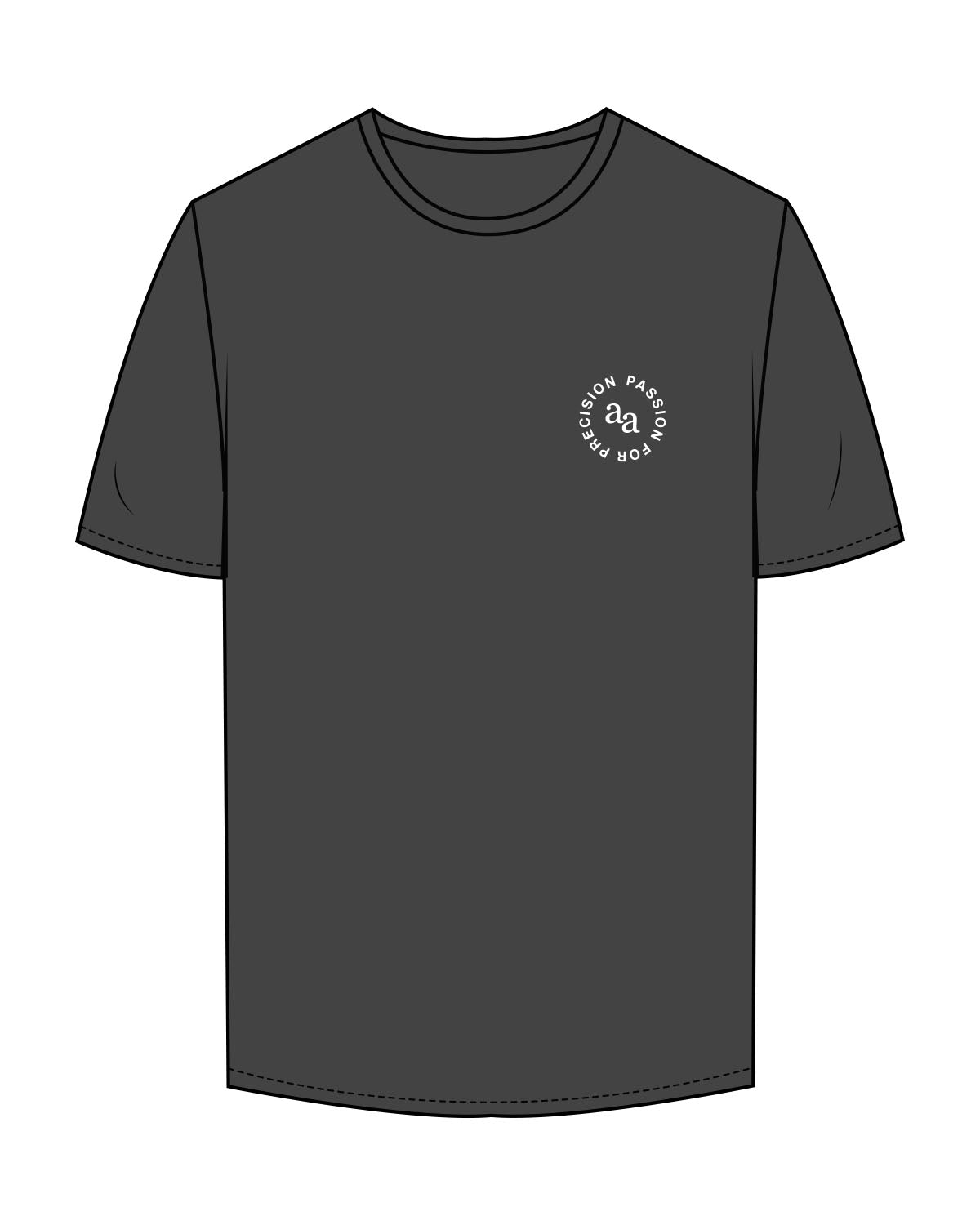 The Mens Midweight Tee - Charcoal Heather - AA Associates - Left Chest Round - Printed - White
