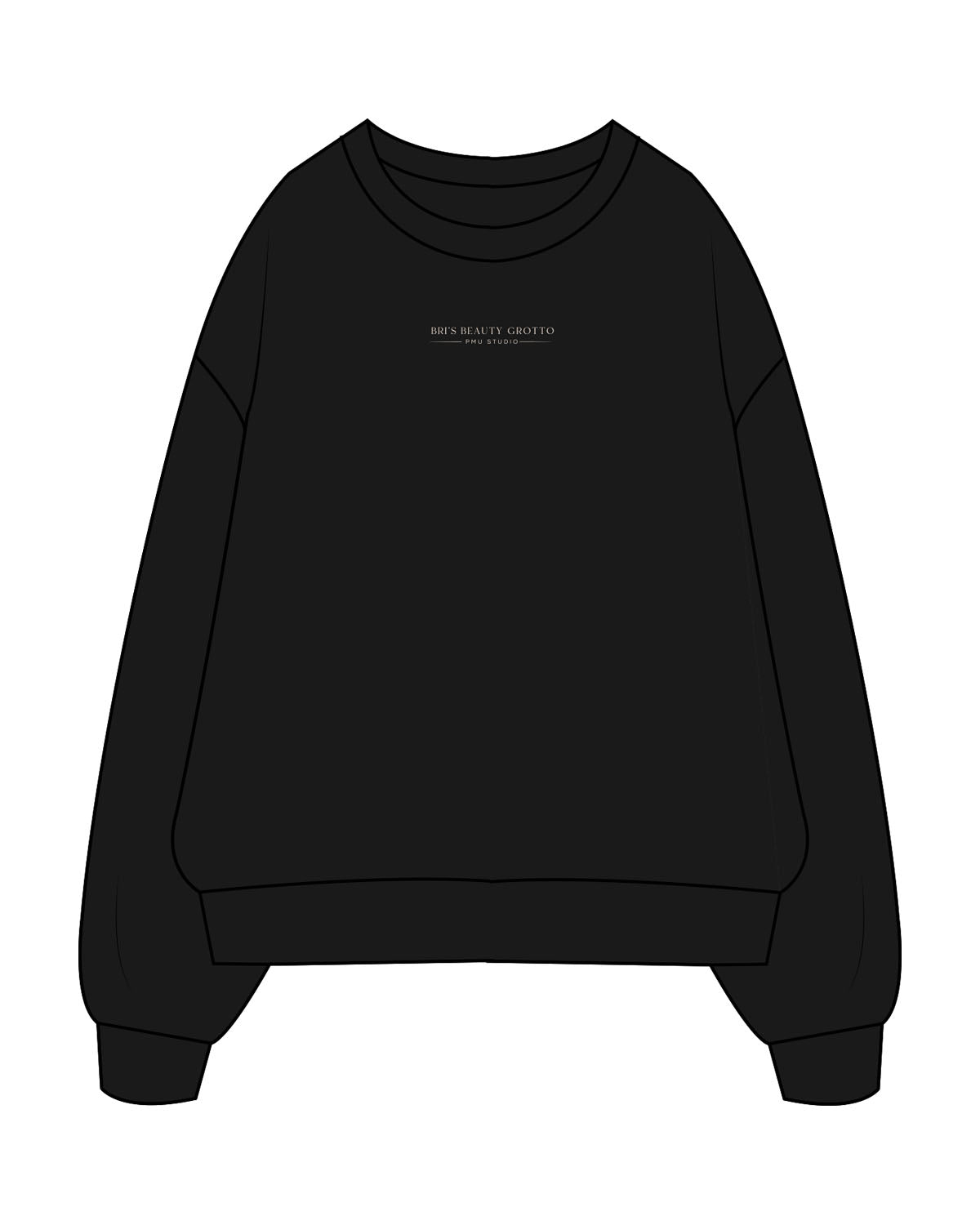 The Womens Crewneck - Black - BHF-Grotto - Center Chest - Back Neckline - Printed - Cream