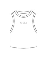 The Ribbed Crop Tank - White - Studio S - Left Chest - Embroidered - Black