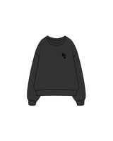 The Mens Crewneck - Washed Black - North County - Left and Center Chest Stacked - Black