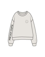 The Womens Crewneck - Washed Bone - Pilates Leucadia - Right Sleeve - Left Chest & Back Center - White