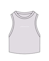 The Ribbed Crop Tank - Orchid - The Burn Society - Center Chest - Flame & Text - Embroidered - White