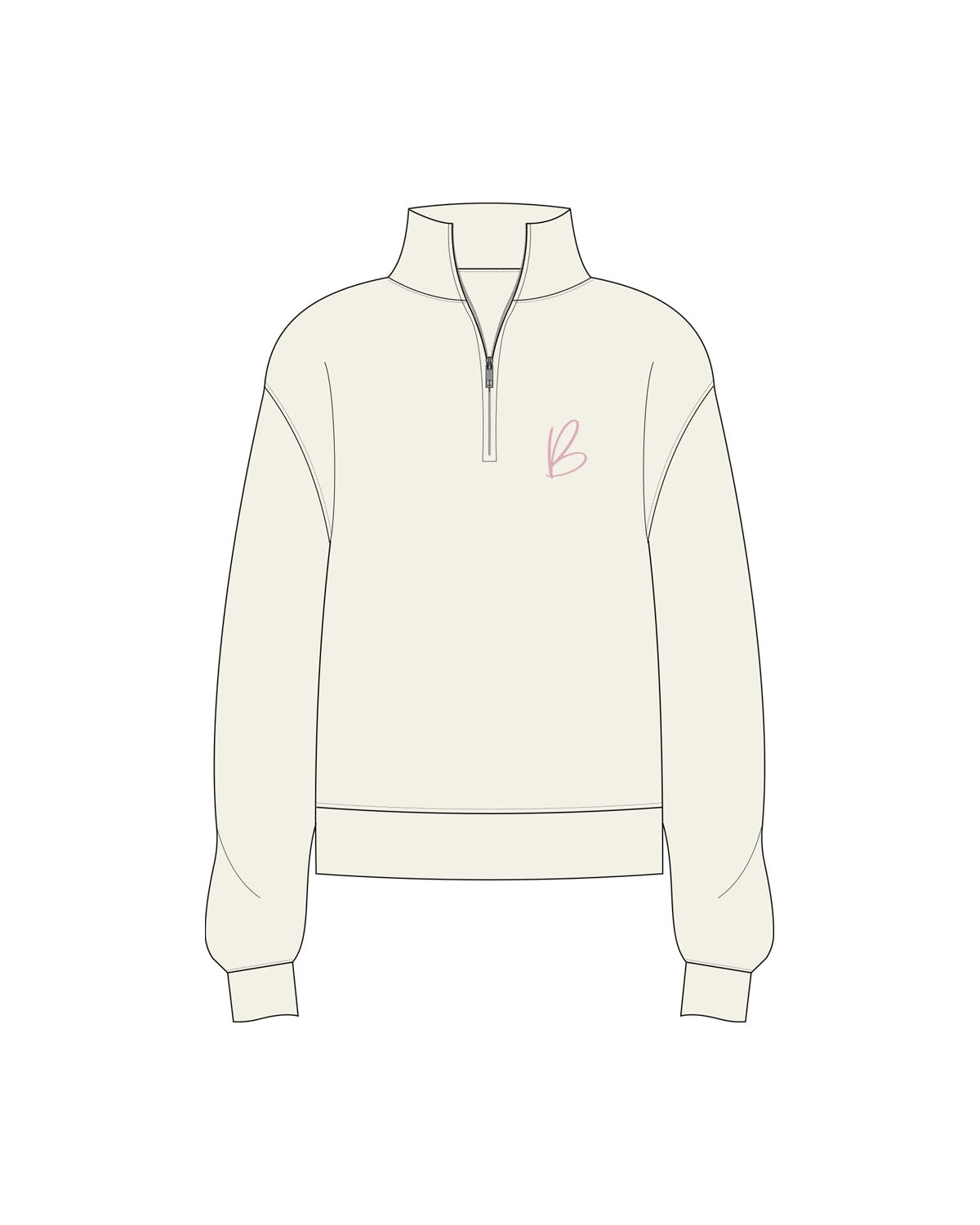 The Womens 1/4 Zip - Off White - Botoxie - Left Chest & Center Back - Printed - Full Color