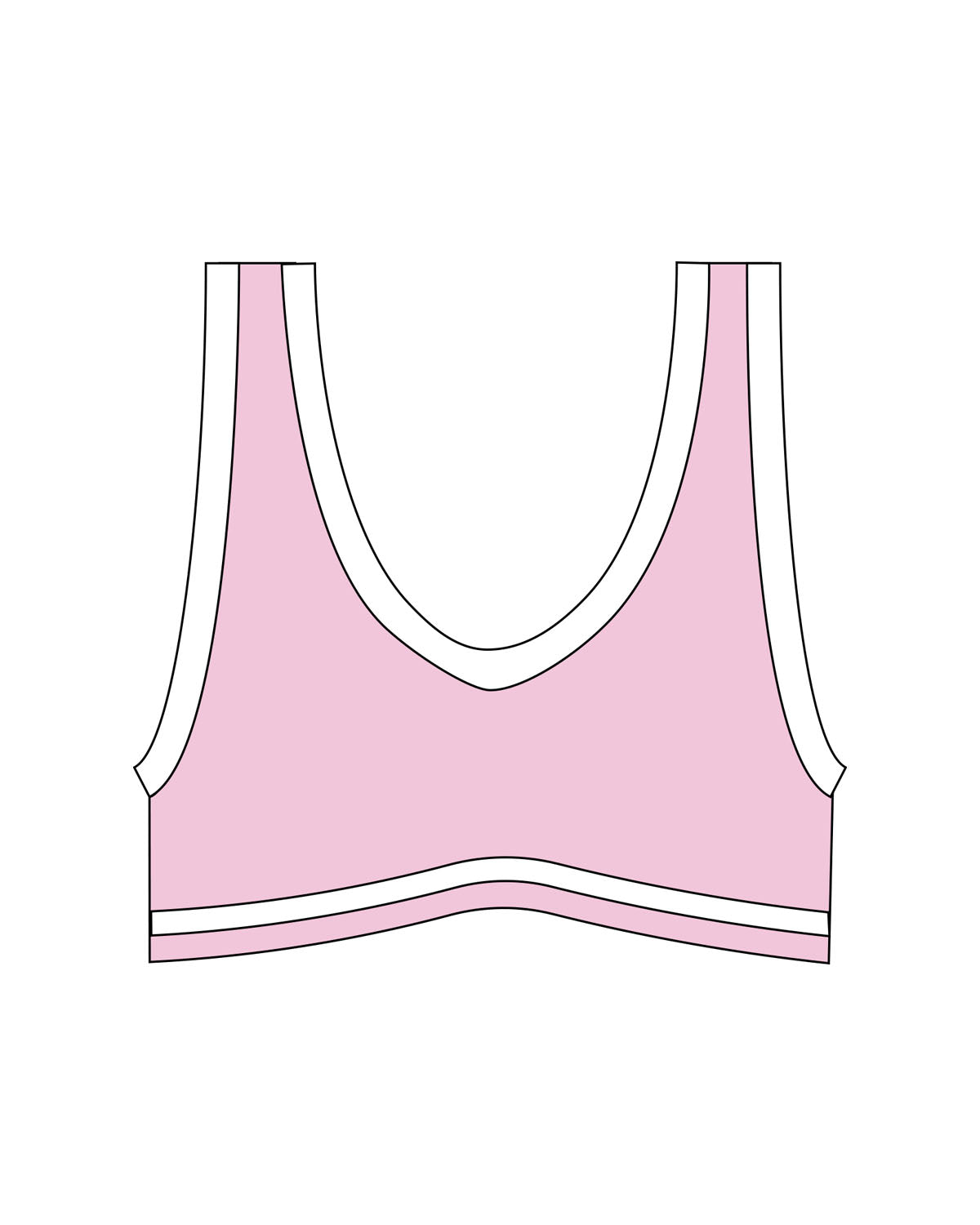 The Piped Bra - Pink - MAT - Center Back - Printed - White