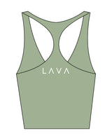 The Racer Tank - Pistachio - Lava - Center Back - White Printed