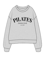 The Mens Crewneck - Heather - Swan Dive - Center Chest Stacked & Back Center - Black