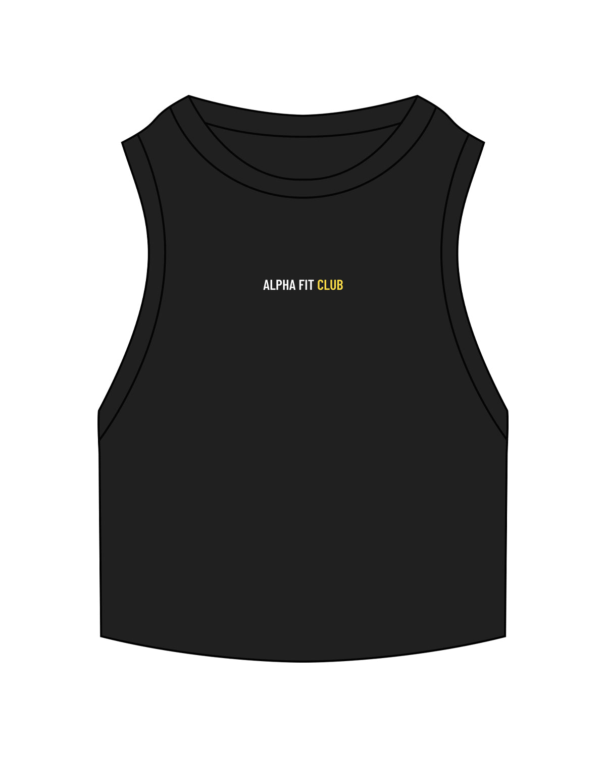 The Ribbed Crop Tank - Black - Alpha Fit- Center Chest - Embroidered - Full Color