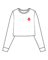 The Crop Long Sleeve - White - Rumble - Left Chest & Back Center - Red