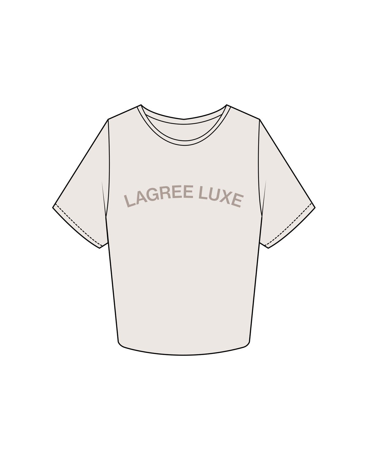 The Crop Tee - Bone - Lagree Luxe - Center Chest Arc - Printed - Tone on Tone