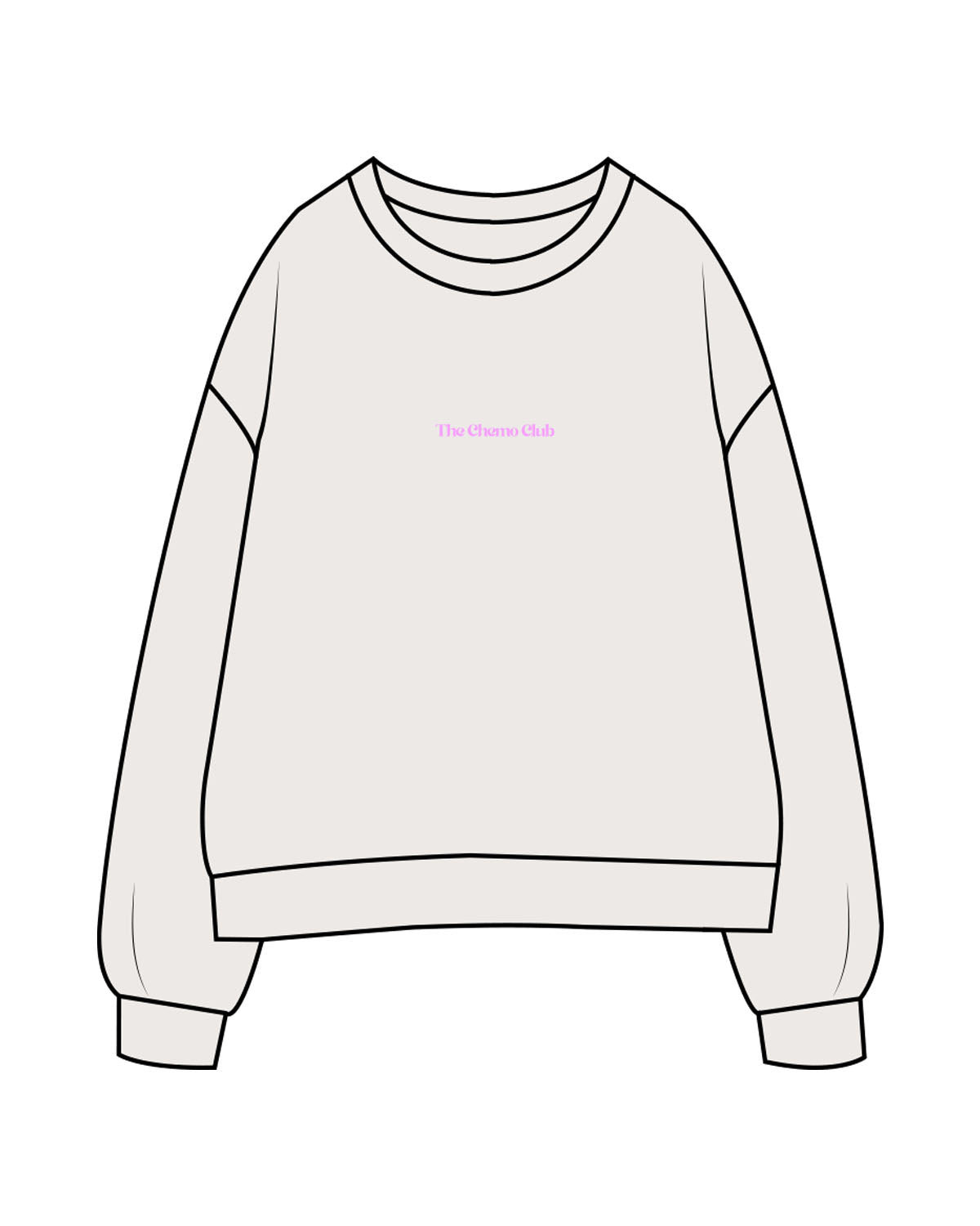 The Midweight Unisex Crewneck - Washed Ivory - Chemo Club - Center Chest & Back Stacked - Printed - Neon Purple