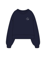 The Womens Heavyweight Crop - Navy - B Long Pilates - Left Chest Stacked -  Back Neckline - Embroidered - Cream