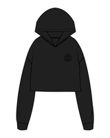 The Crop Terry Hoodie - Black - EVERCORE - Left Chest & Back Center Stacked - Tone on Tone