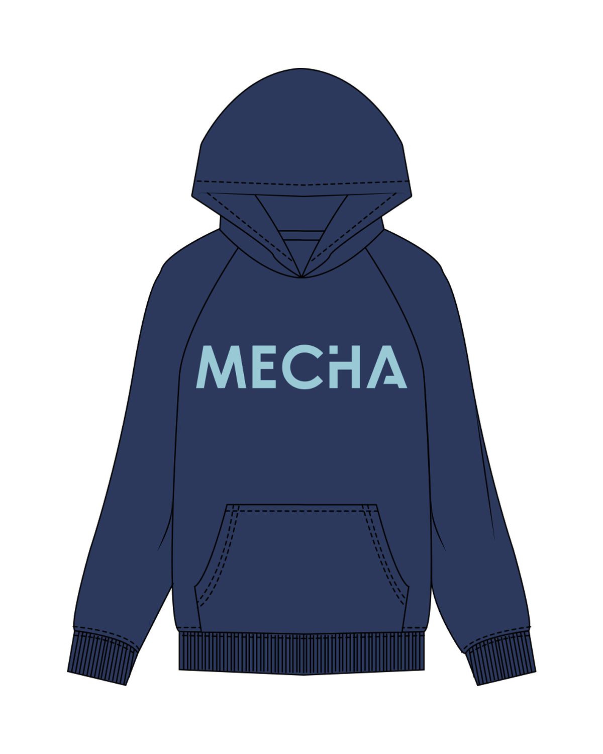 The Mens Hoodie - Cobalt - MECHA - Center Chest - Light Blue