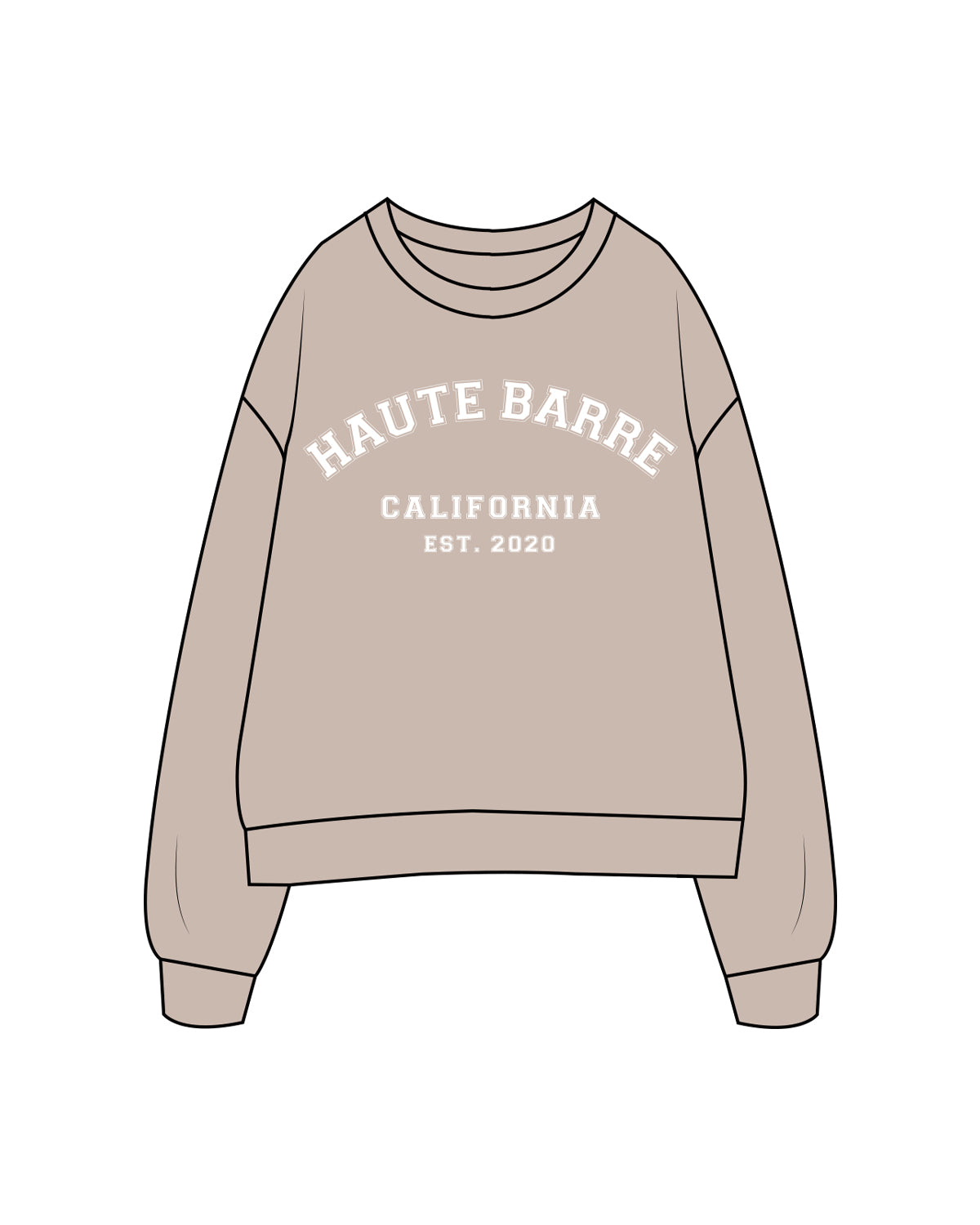 The Womens Crewneck - Bone - Haute Barre - Center Chest Stacked - White
