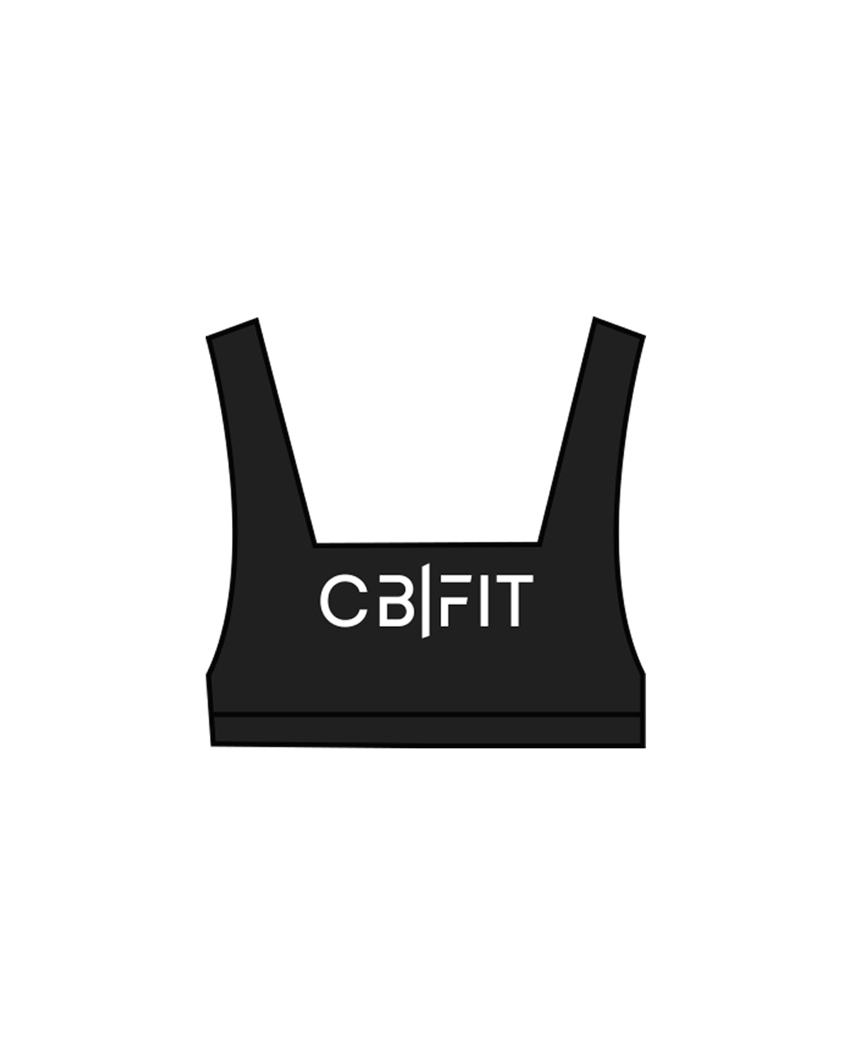 The Box Cut Bra - Black - CB Fit - Center Chest & Back Center - White