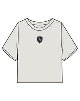 The Heavyweight Crop Tee - Washed Bone - M4Lagree - Center Chest "M4" & Back Stacked "M4" - Navy