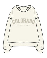 The Womens Heavy Crewneck - Off White - The Body Refinery - Center Chest Stacked & Back Center - Tone on Tone