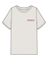 The Mens Heavyweight Tee - Washed Bone - Renew - Left Chest Stacked & Back Center Stacked - Red