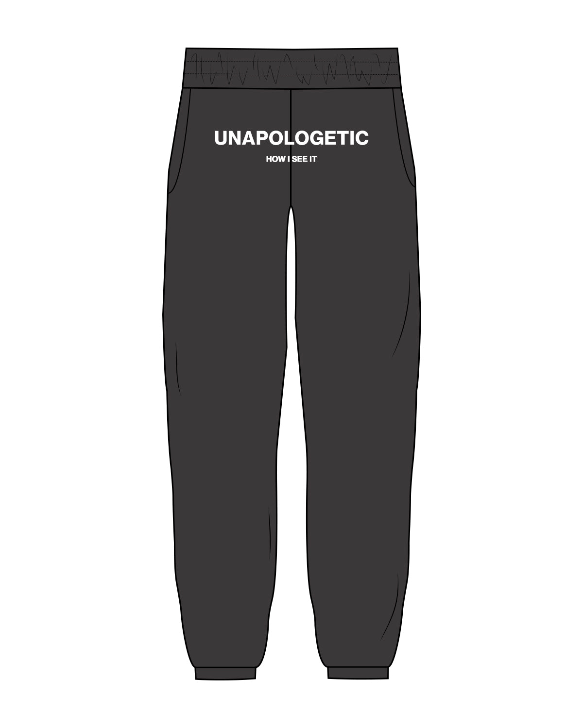 The Mens Sweatpants - Washed Black - Unapologetic - Front Center Stacked - White