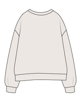 The Womens Crewneck - Bone - Studio47 Pilates - Center Chest - Embroidered - Warm Stone
