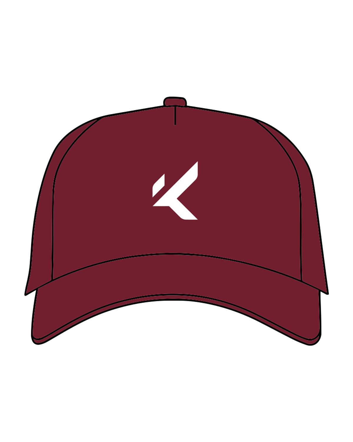 The 5 Panel Trucker Hat - Red - Koch - Center Crown "K" - Embroidered - White