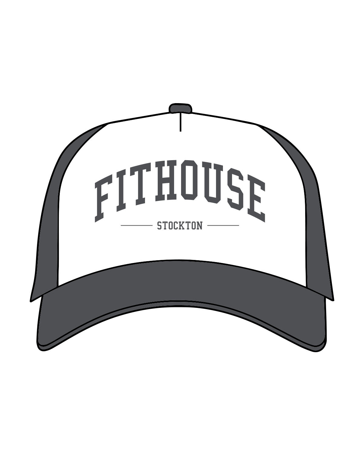 The Foam Trucker - White / Coal - Fit House - Center Arc Crown - Printed - Coal
