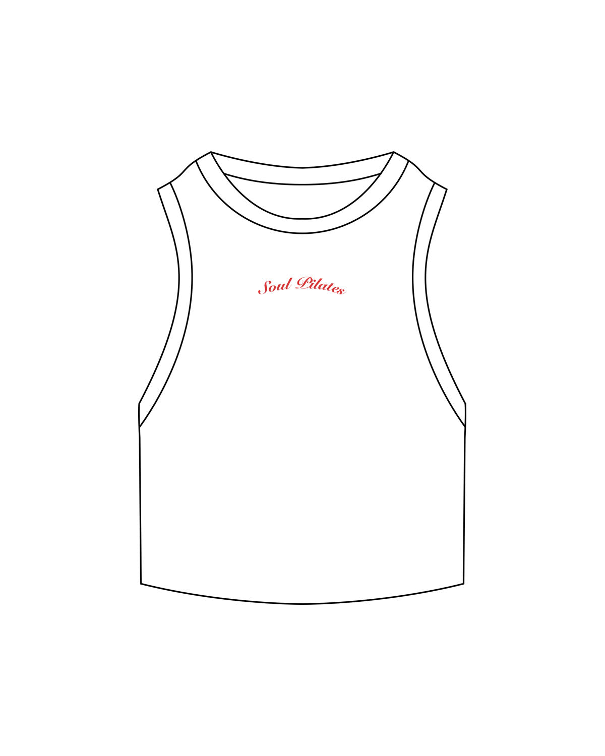 The Ribbed Crop Tank - White - Soul Pilates and Care - Center Chest - Embroidered - Red