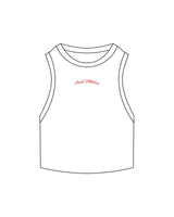 The Ribbed Crop Tank - White - Soul Pilates and Care - Center Chest - Embroidered - Red