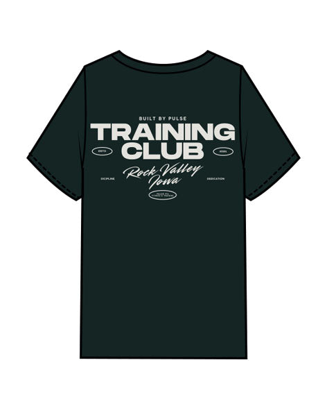 The Mens Heavyweight Tee - Pine Green - Pulse 712 - Center Chest & Center Back Stacked Logo "ROCK VALLEY" - Printed - Washed Bone