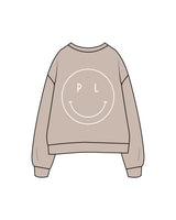 The Womens Crewneck - Bone - Pilates Leucadia - Right Sleeve - Left Chest & Back Center - White